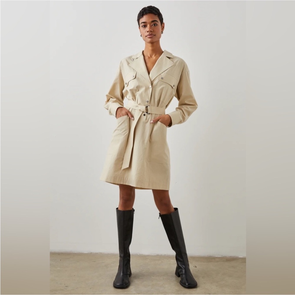 NWT RAILS Noor Trench coat-inspired mini dress Tan Size Large